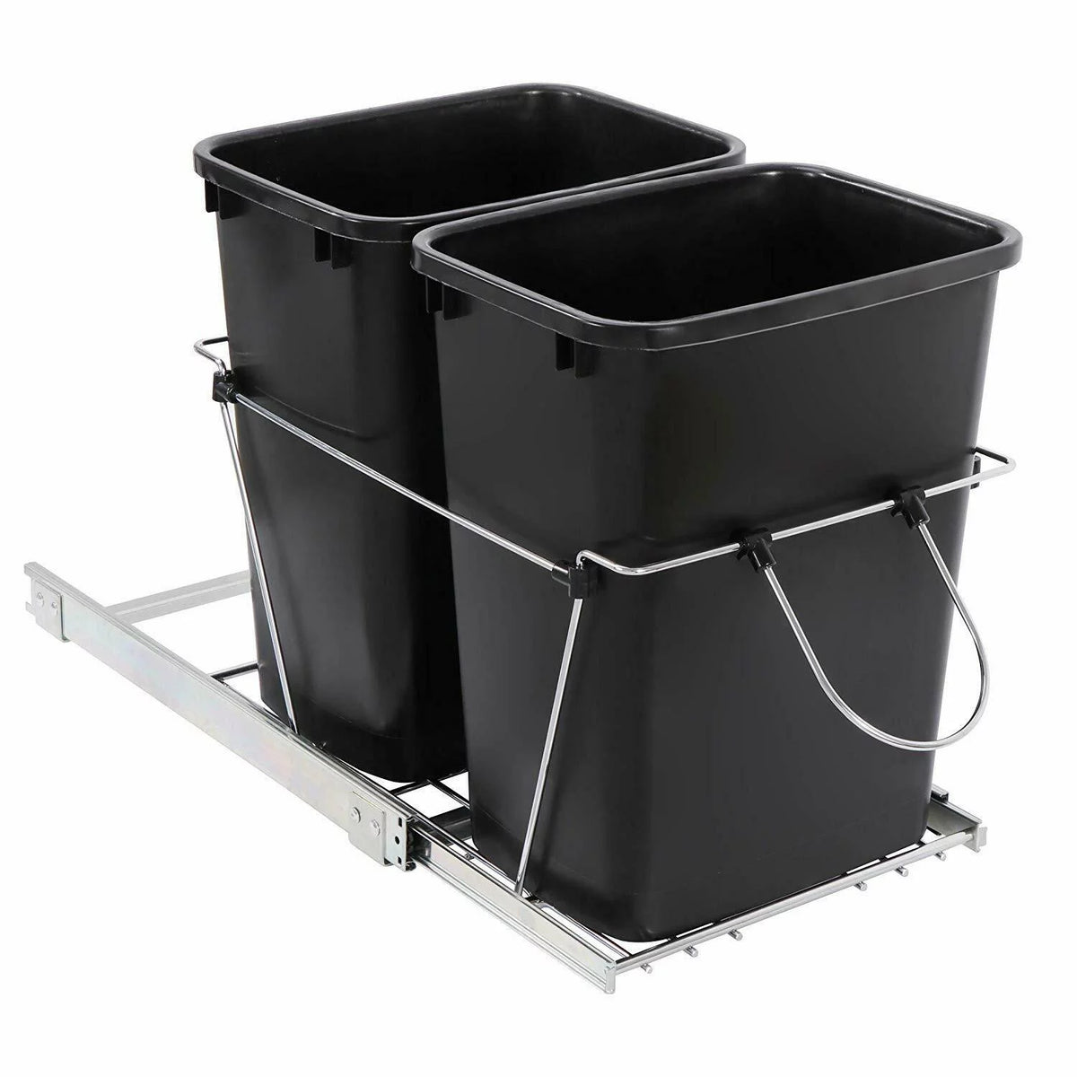 Double 35 Quart Pull Out Trash Kitchen Under Cabinet Waste Container F7380