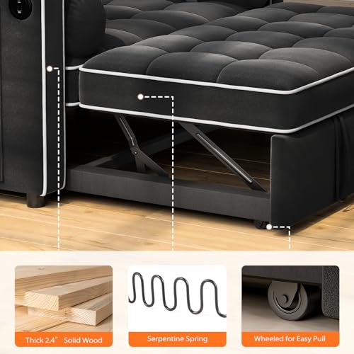 3 in 1 Convertible Sleeper Sofa Bed with USB Ports & Side Pockets M449851