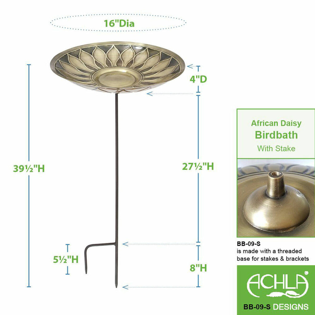 Brass Birdbath with Stake X508451