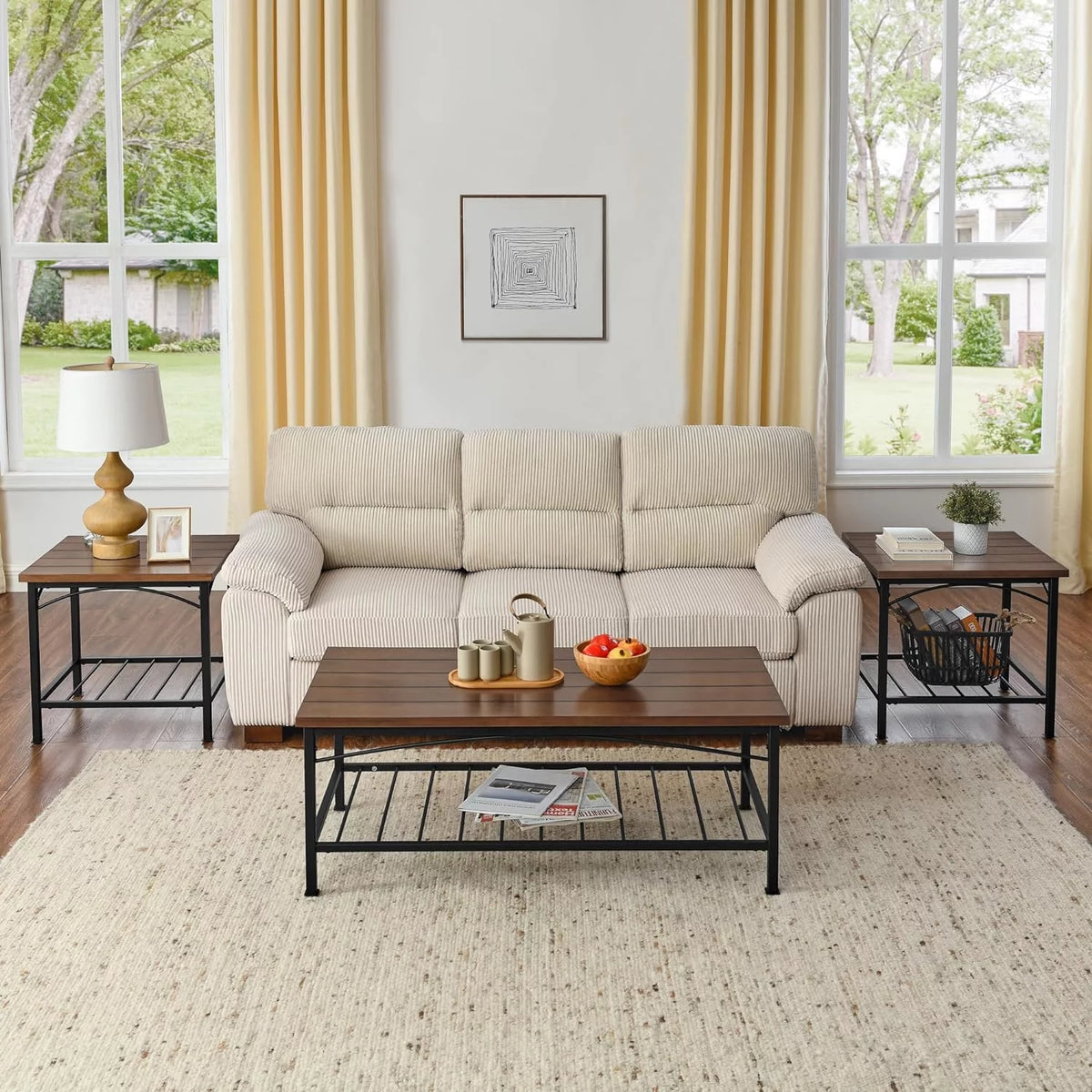 Brown 3 Piece Coffee Table and 2 End Side Tables N581299