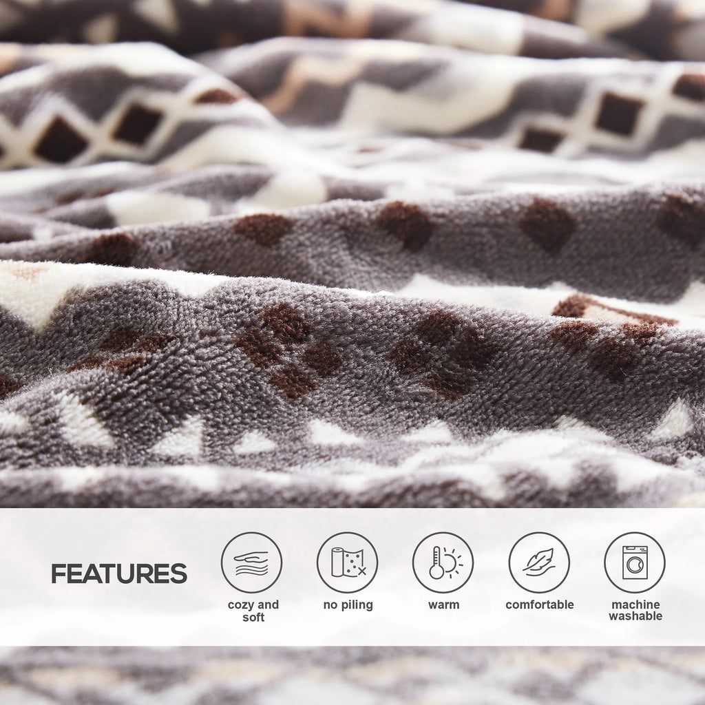 Sherpa Plush Reversible Fleece Throw Blanket P3755