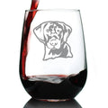 Black Lab Face Stemless Wine Glass E203