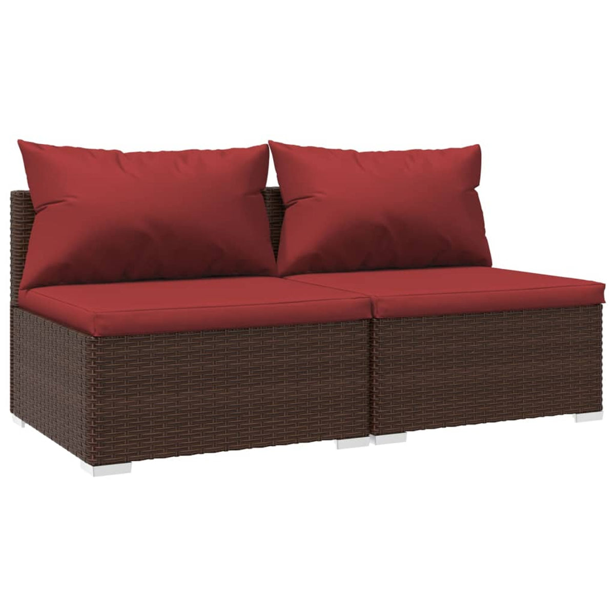 2 Piece Patio Furniture Set with Cushions Poly Rattan Brown A660651