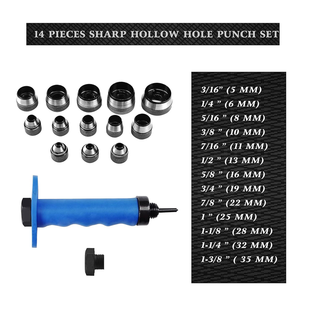 14 pcs Hollow Punch Kit with Storage Case J635