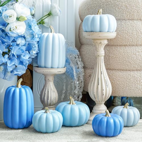 Pink and Beige Flocked Artificial Pumpkins Set 7 PCS P39408