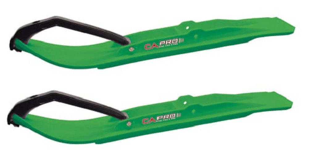 Green XT Snowmobile Skis with 8" Round Bars Complete Kit C242
