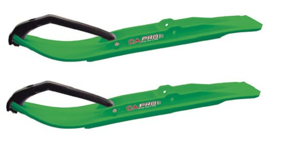 Green XT Snowmobile Skis with 8" Round Bars Complete Kit C242