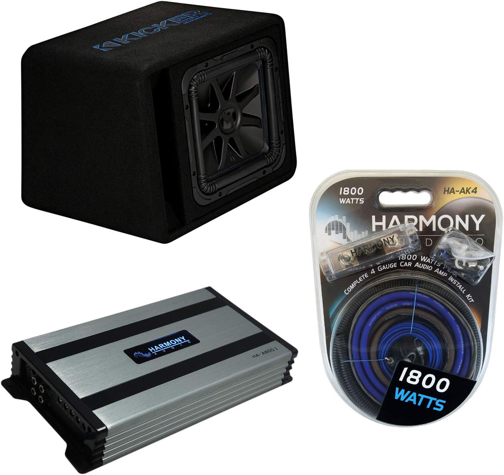 12" Loaded Sub Box with Amplifier and 4Ga Amp Install Kit U5661