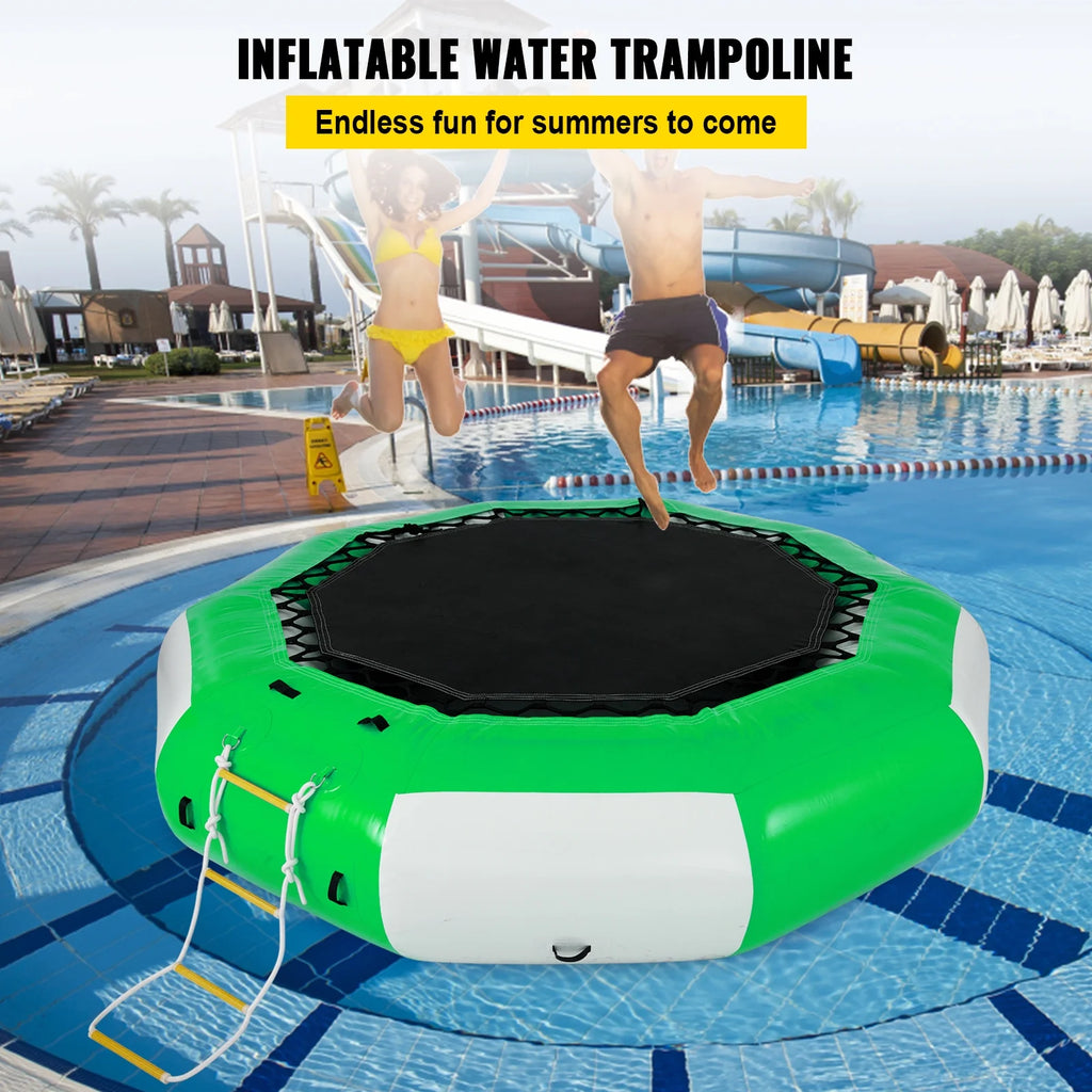 13ft Inflatable Water Bouncer, Green Water Trampoline Swim Platform X372