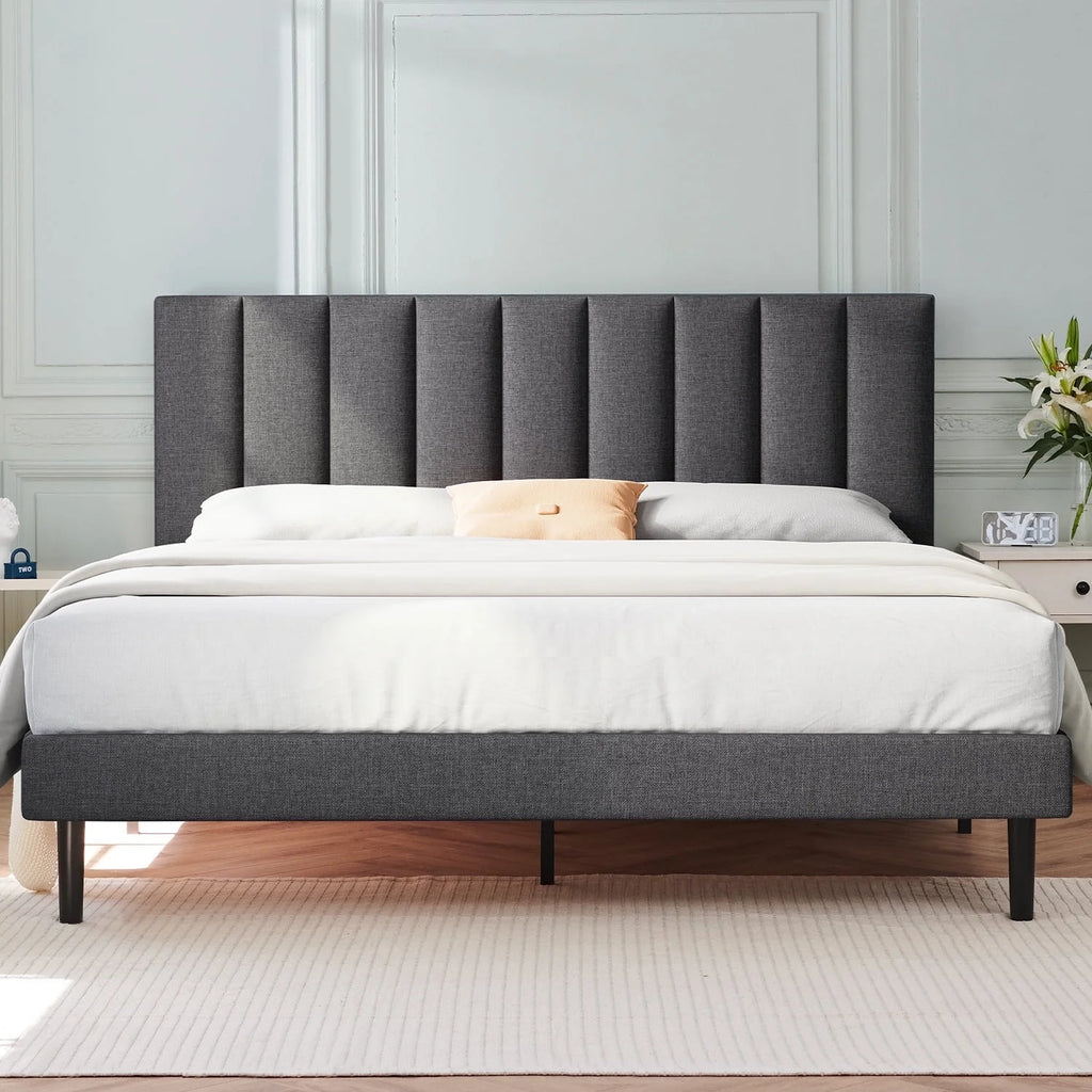Queen Upholstered Platform Bed Frame with Headboard P89390
