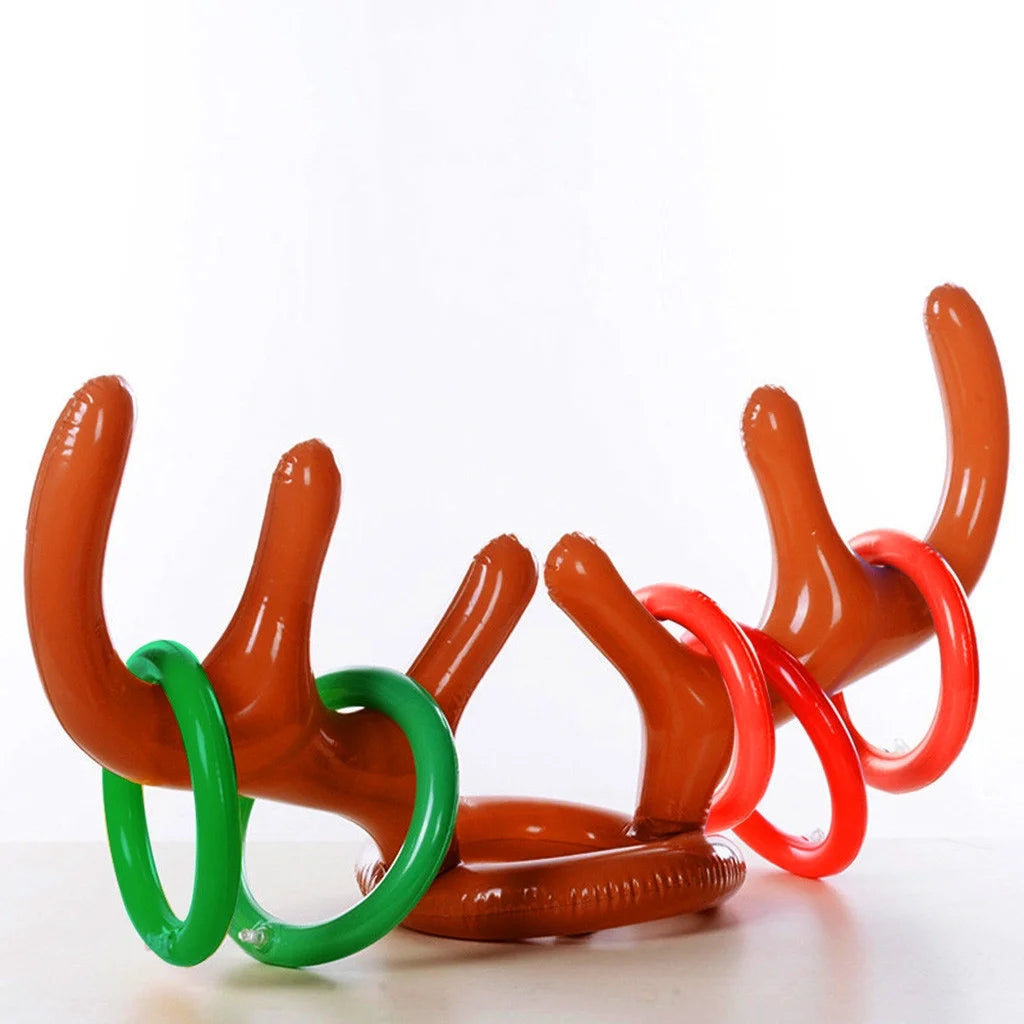 Inflatable Reindeer Hat Antler Ring Toss Party Game Toys D72777
