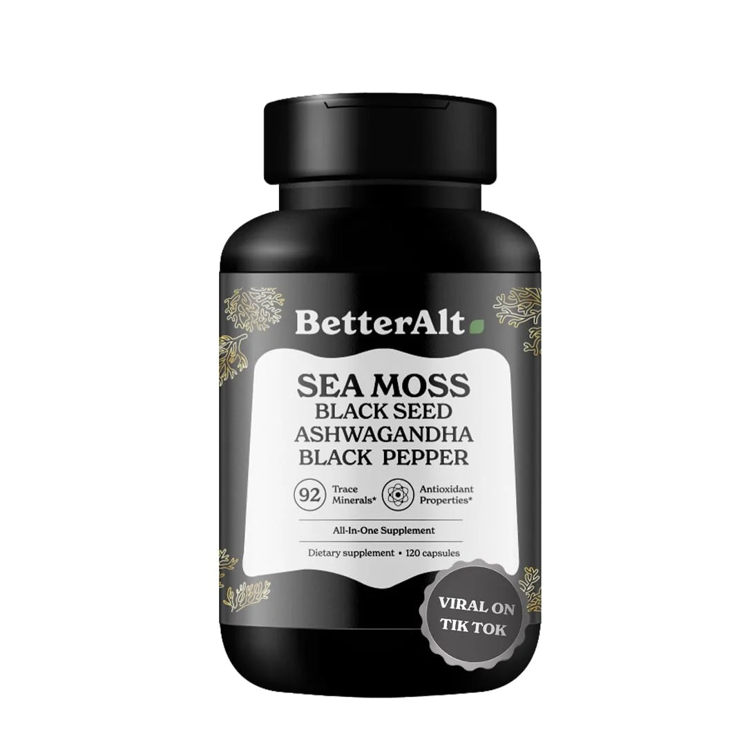 Sea Moss Capsules with Black Seed Oil, Ashwagandha & Black Pepper - 120 Capsules U47081
