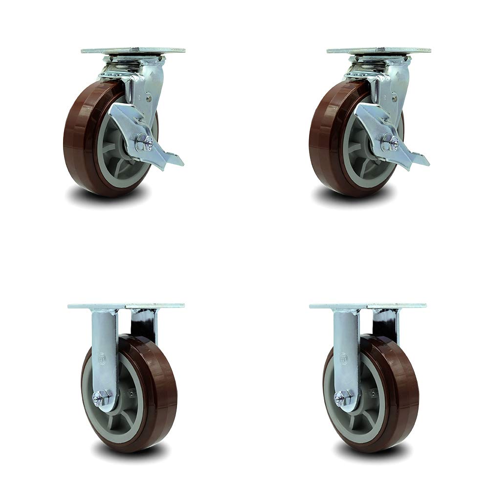 Heavy Duty Swivel Caster, Non-Marking Polyurethane Wheel, 8 Size Pack of 2 V792
