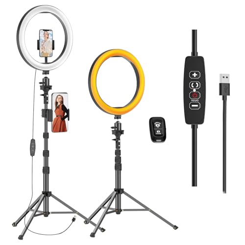 10" Dimmable LED Ring Light with Tripod Stands and Phone Holder Y823