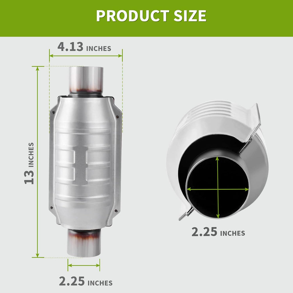 2.25 Inlet/Outlet Universal Catalytic Converter with O2 Port and Heat Shield Pack of 2 P50262