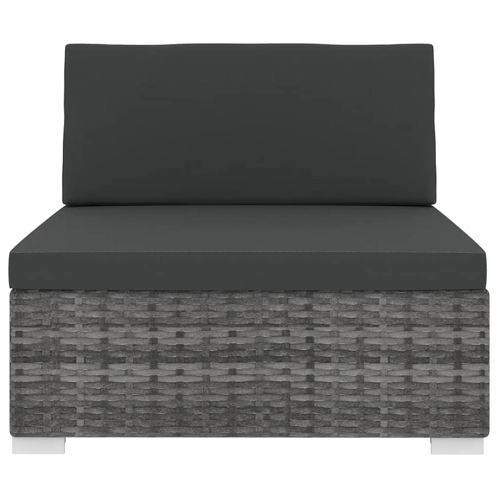 Gray Poly Rattan Sectional Middle Seat with Cushions J72022