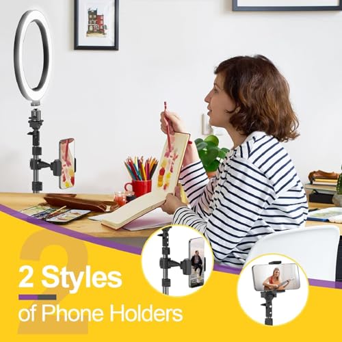 10" Dimmable LED Ring Light with Tripod Stands and Phone Holder Y823
