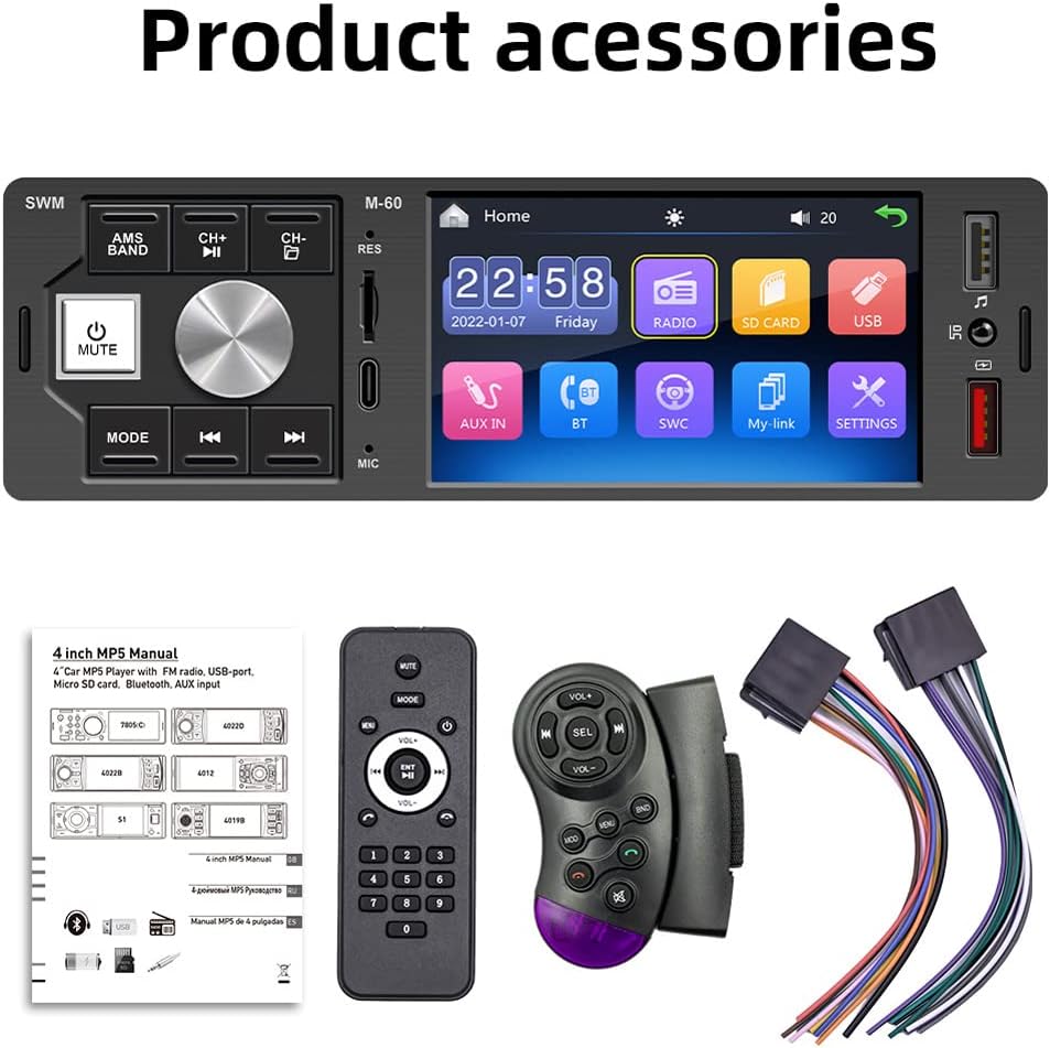 4 Inch Touchscreen Car FM Radio MP5 Player with USB AUX BT Y152
