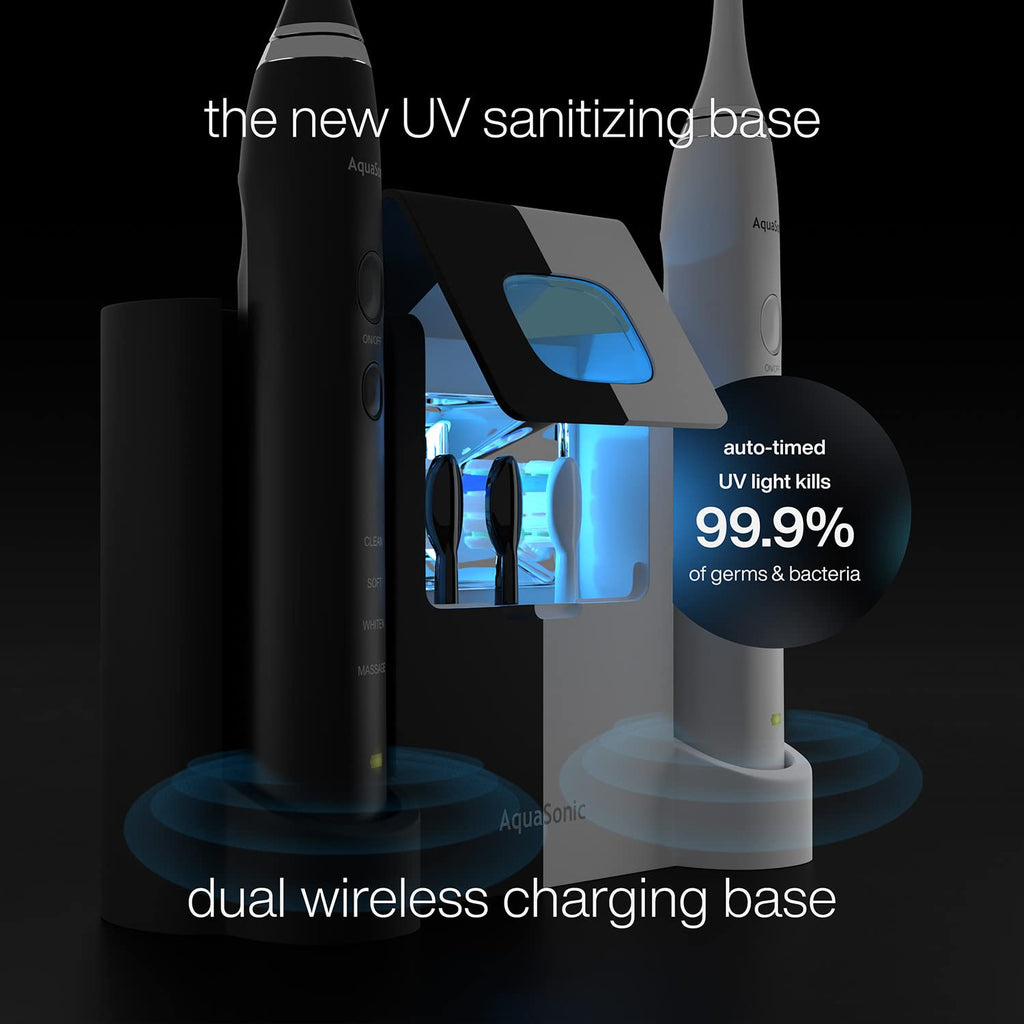 Electric Smart Toothbrush with 4 Modes, UV Sanitizing Base, 10 Brush Heads, 2 Travel Cases, Pack of 2 H85157