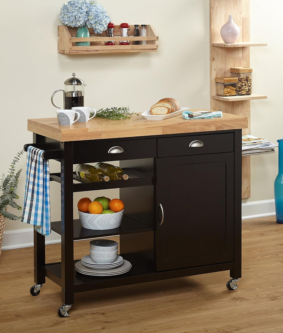 Wenge/Natural Storage Kitchen Cart I953012