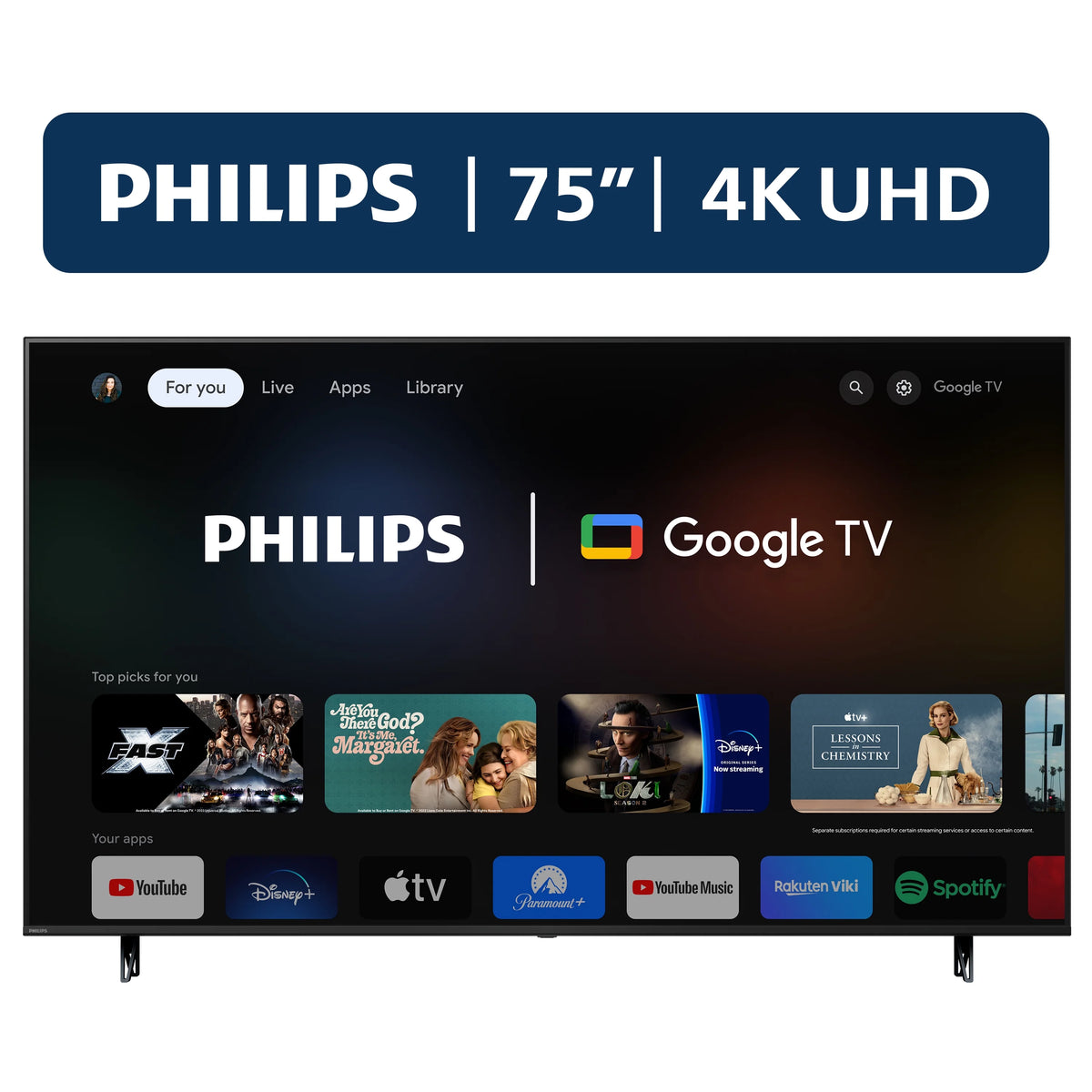 75 Class 4K Ultra HD Google Smart LED TV T527