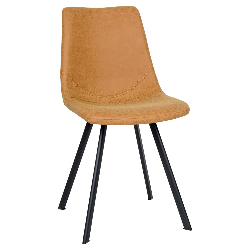 Light Brown Leather Dining Chair With Metal Legs X207149