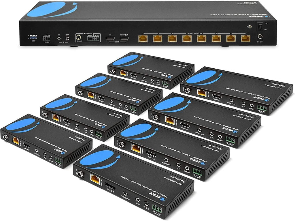 1x8 HDMI Extender Splitter HDBaseT 4K Over Single Cable CAT6/7 with IR Remote Q34547