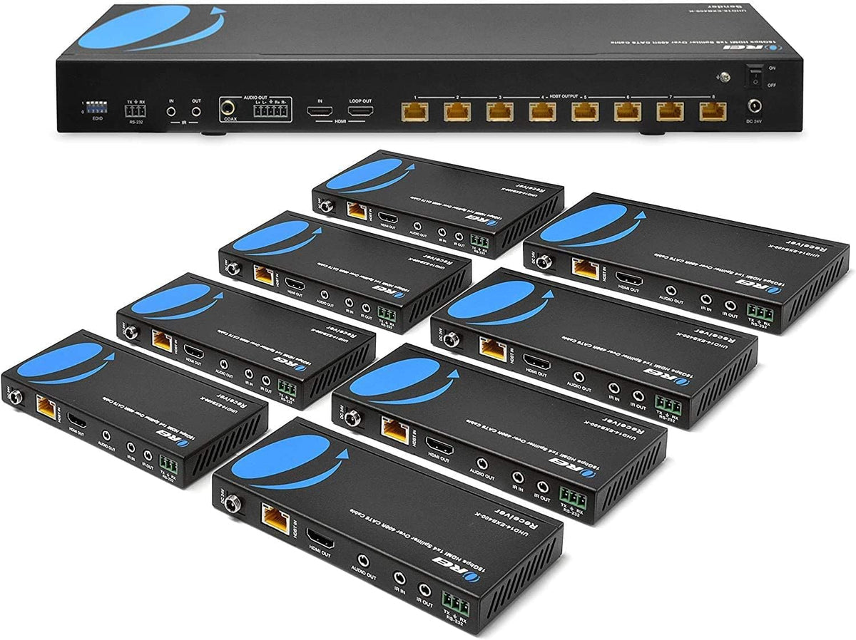 1x8 HDMI Extender Splitter HDBaseT 4K Over Single Cable CAT6/7 with IR Remote Q34547