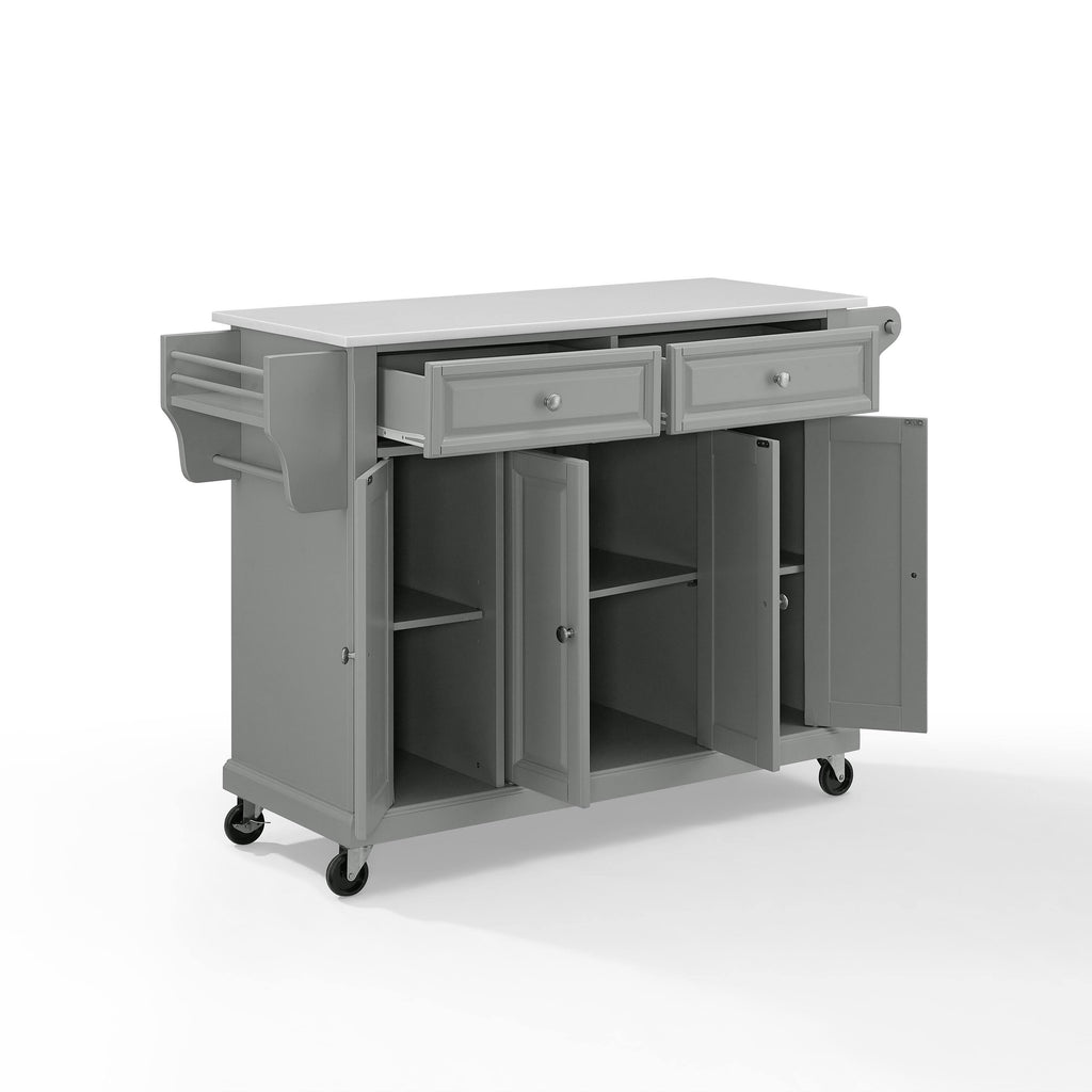 Full Size Granite Top Kitchen Cart/Island Gray/White E187684
