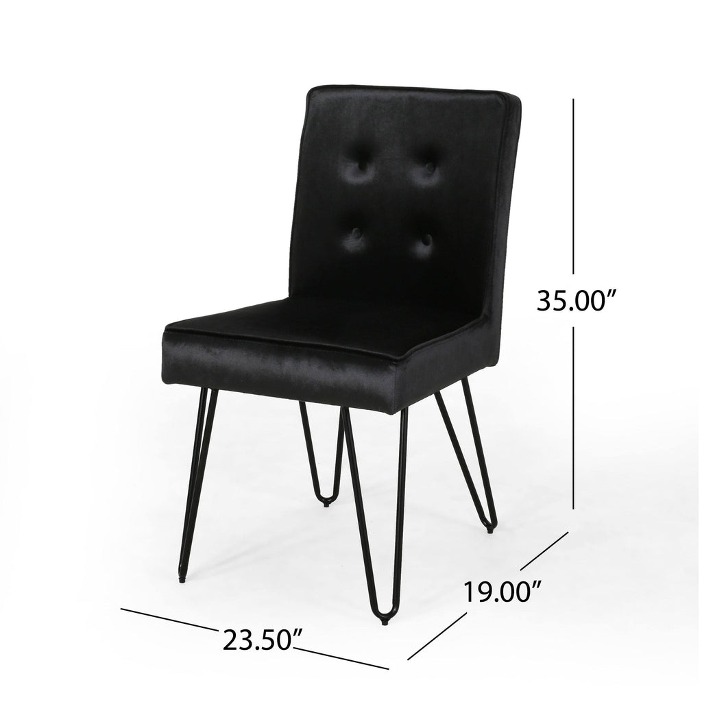 Set of 2 Tufted Velvet Dining Chairs Black X82313