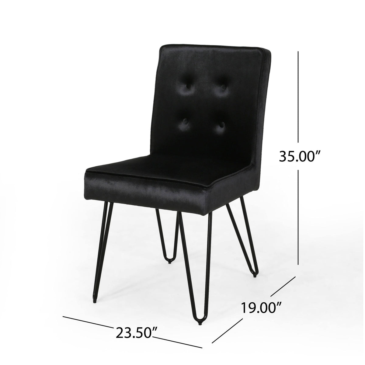 Set of 2 Tufted Velvet Dining Chairs Black X82313