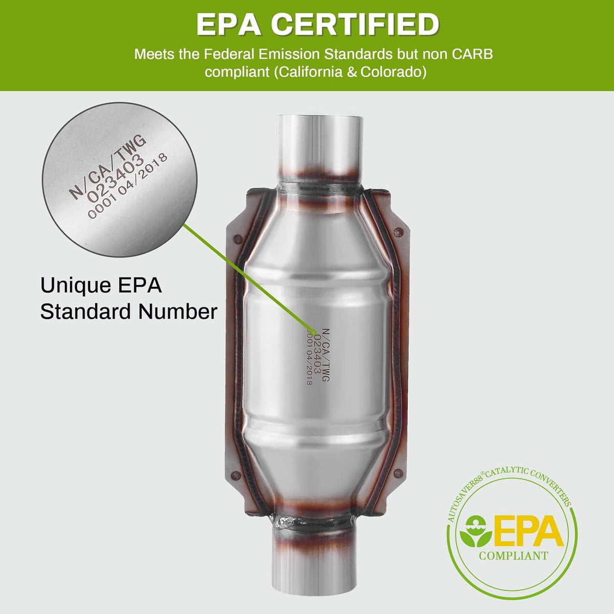 2.25 Inlet/Outlet Universal Catalytic Converter with O2 Port and Heat Shield Pack of 2 P50262