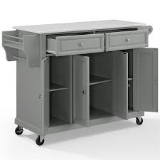 Full Size Granite Top Kitchen Cart/Island Gray/White E187684