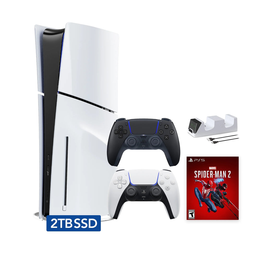 White 2TB SSD PS5 Gaming Console with Two Controllers C69665