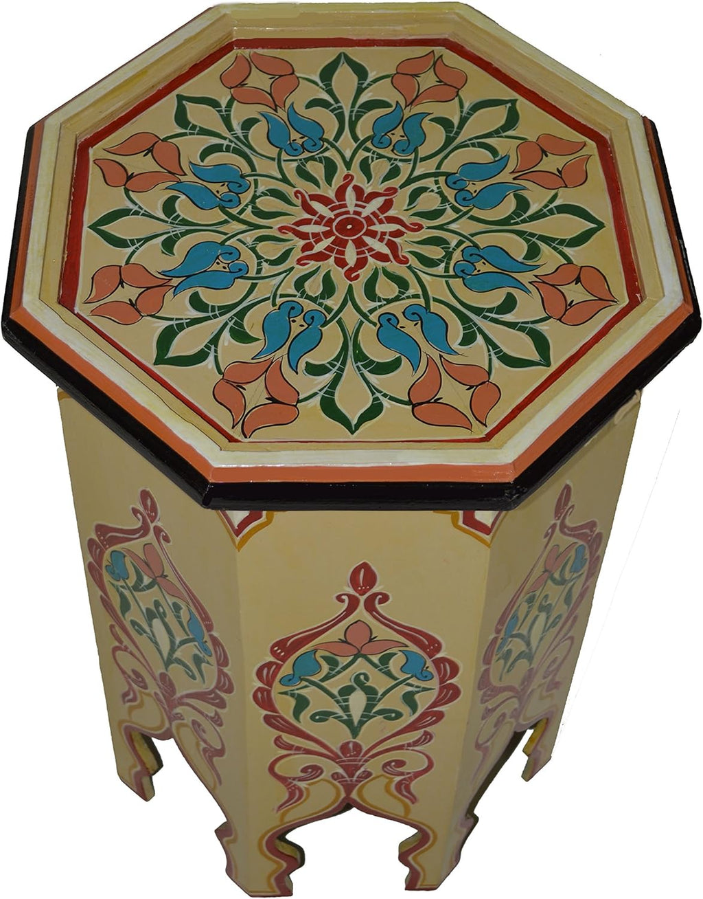 Hand Painted Beige Wood Side Table V497128