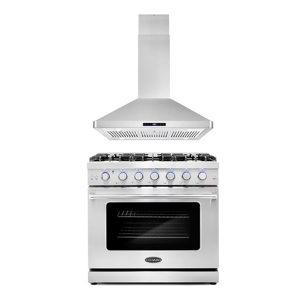 2 Piece Kitchen Appliance Package with 36" Freestanding Gas Range & 36" Island Range Hood I85899