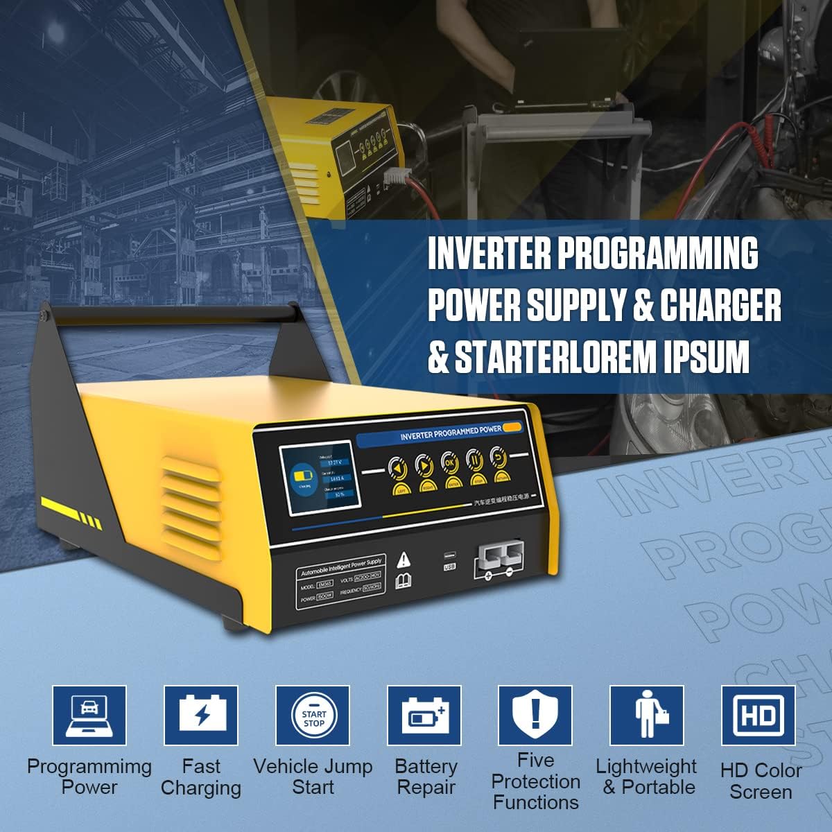 12/24V Car Battery Charger Jump Starter with LCD Display E252