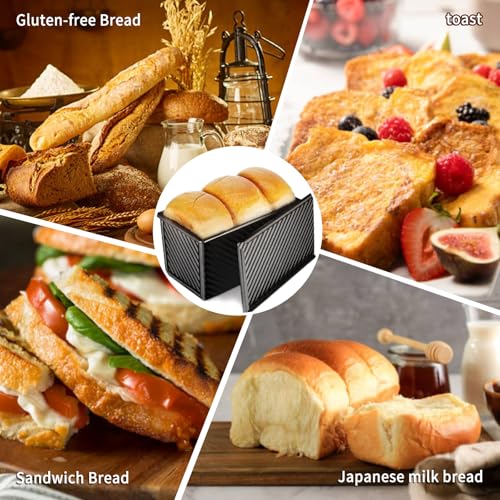 Cast Iron Bread Pan with Lid - 2LB Capacity (13x5 Inch) Large Pullman Loaf Pan - Non-Stick, Pre-Seasoned, Black I72200