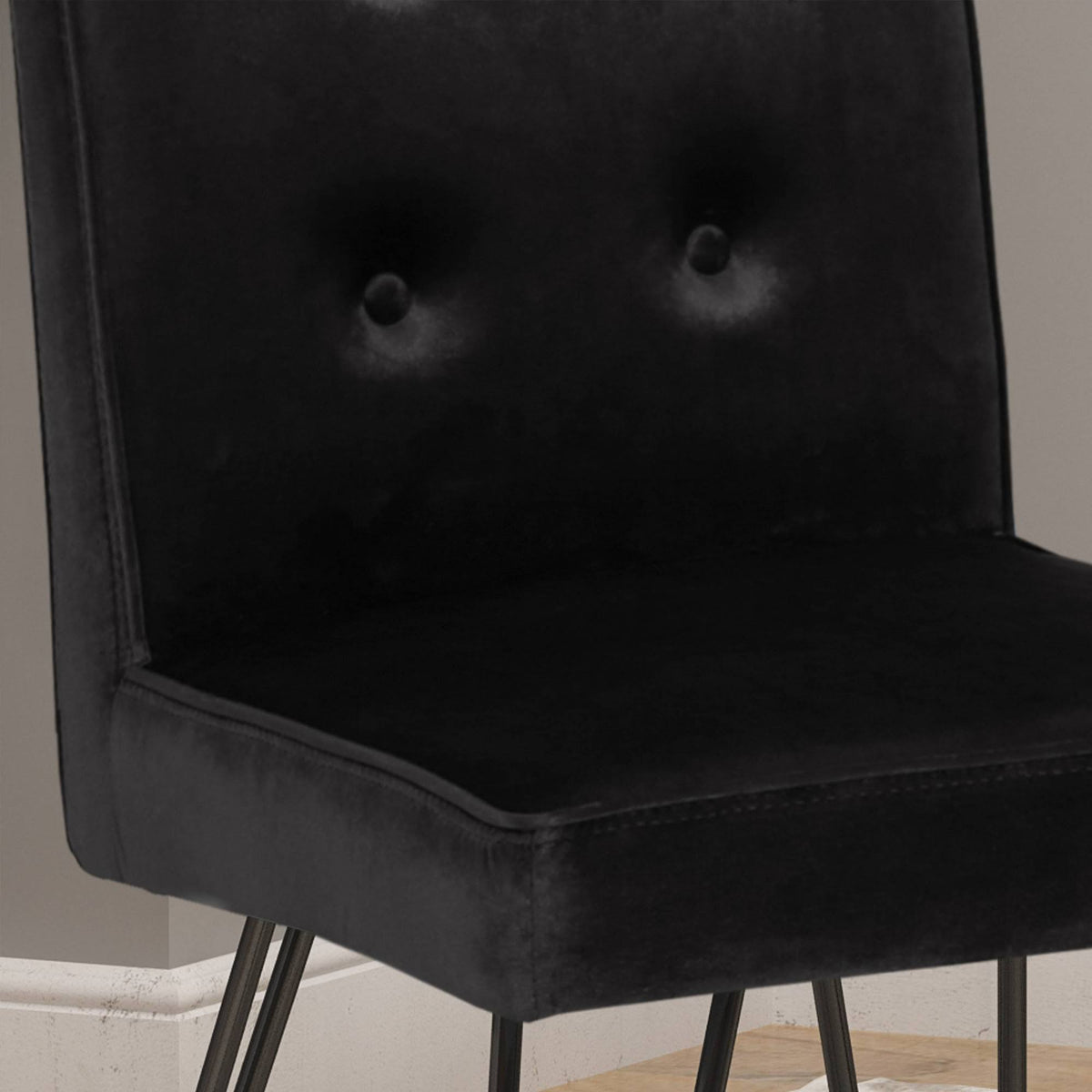 Set of 2 Tufted Velvet Dining Chairs Black X82313