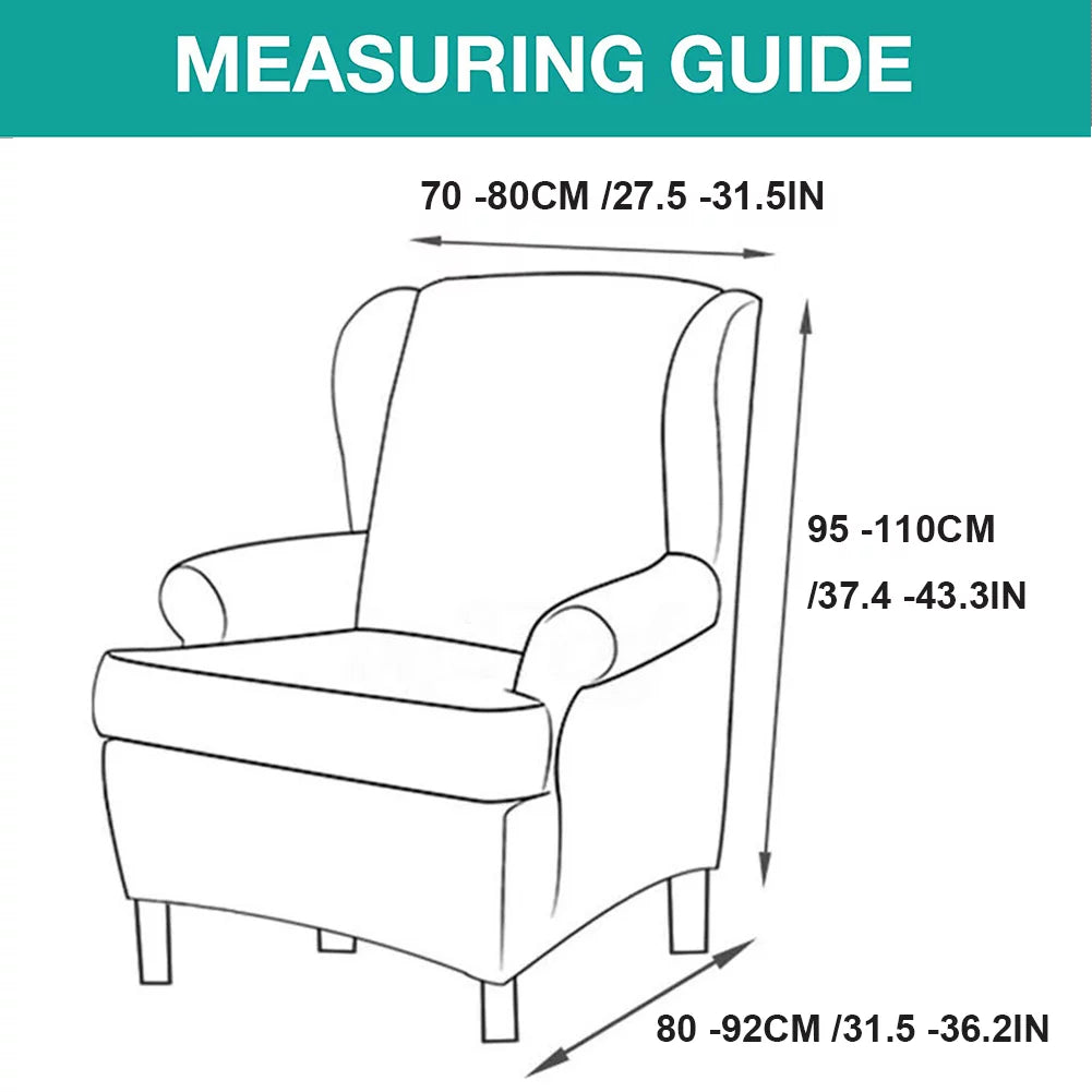 2 Piece Stretch Wingback Chair Slipcovers O787