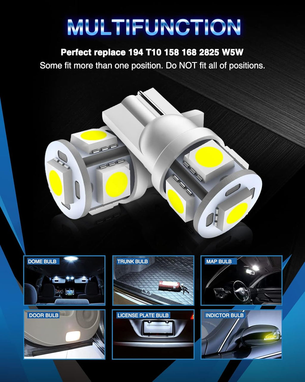 194 LED Bulbs White 12V Pack of 2 Q805631