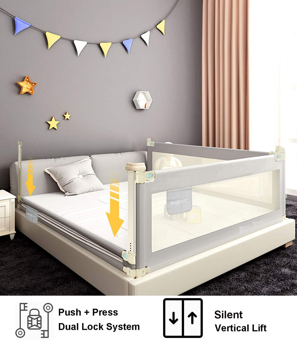 Toddler Bed Rail Guard with Double Lock K7511