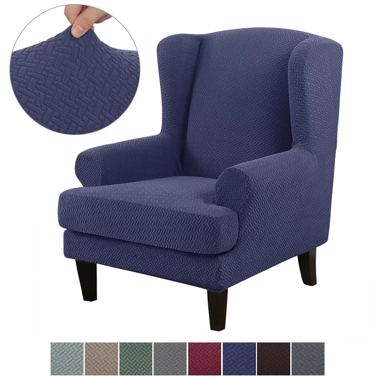 2 Piece Stretch Wingback Chair Slipcovers O787