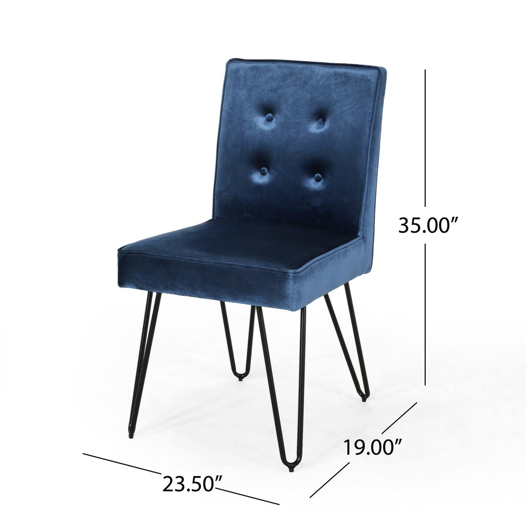 Set of 2 Tufted Velvet Dining Chairs Black X82313