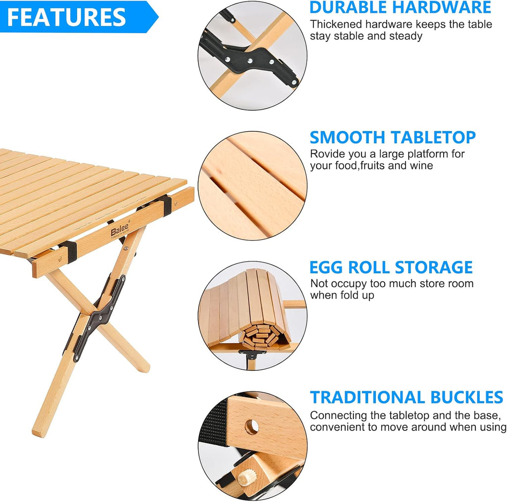 4ft Foldable Wooden Picnic Table with Carry Bag H83720