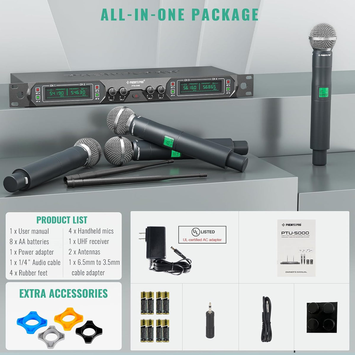 4-Channel UHF Wireless Handheld Dynamic Microphone System Y283699