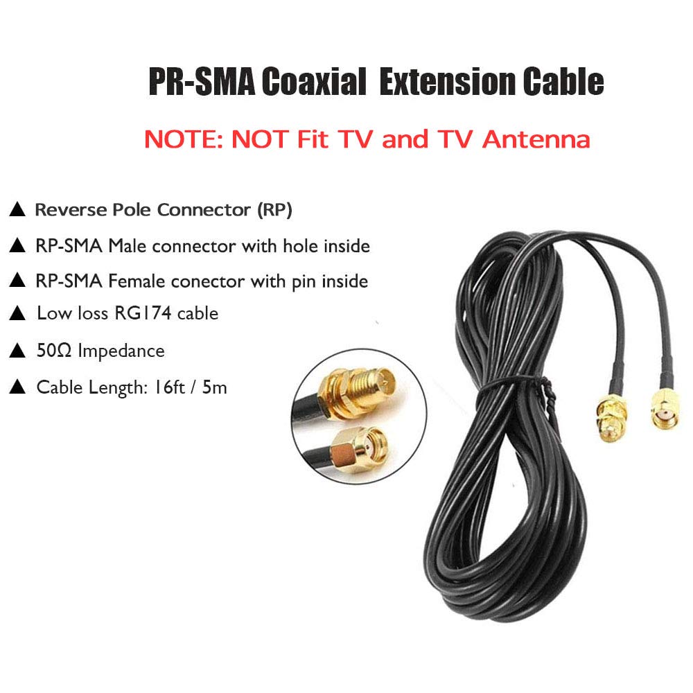 2Pack 33ft WiFi Antenna Extension Cable RP-SMA Male to Female Connector B9503