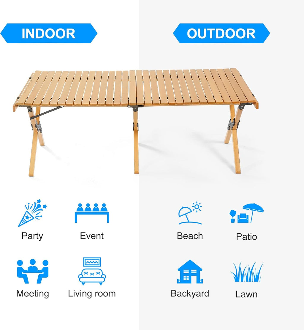 4ft Foldable Wooden Picnic Table with Carry Bag H83720