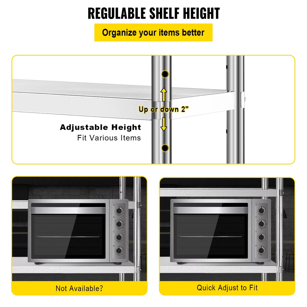 5-Tier Stainless Steel Shelving Unit 60x18.5 inch G74619