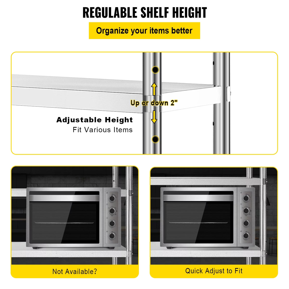 5-Tier Stainless Steel Shelving Unit 60x18.5 inch G74619